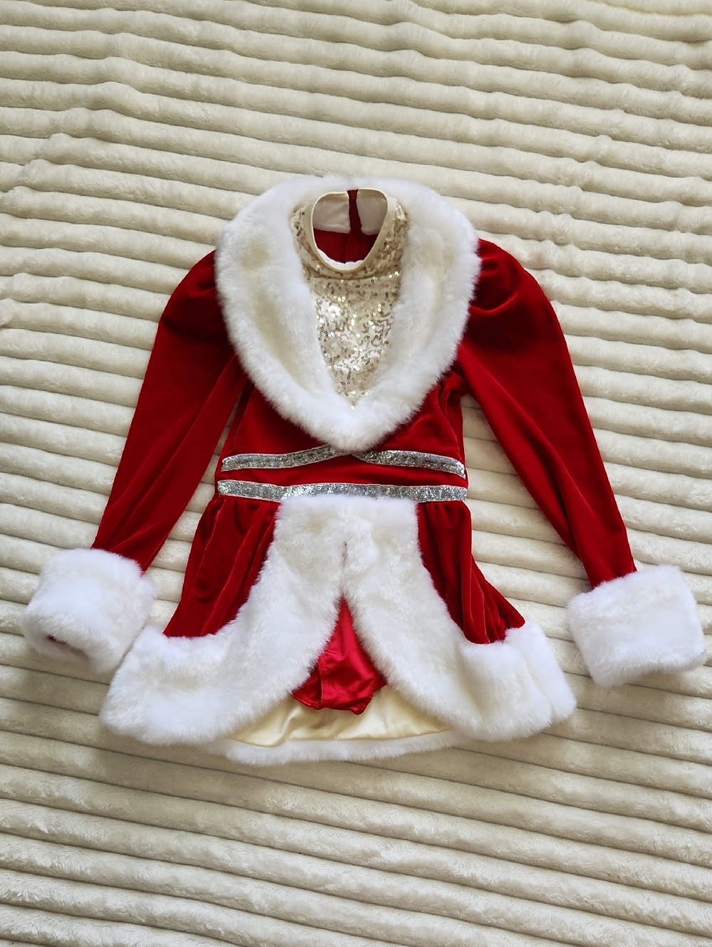 Holiday Red and White Faux-Fur Trim Kids Costume Dress